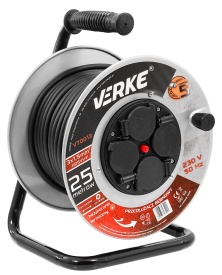 Prelungitor electric pe tambur metalic 25 m, 4 prize, cablu cupru 3x1,5 mm², protecție termică, MaxRom V70013 - Img 4