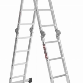 Scară multifuncțională din aluminiu KraftDele KD4071 4x4 cu platformă de lucru, înălțime maximă 460 cm - Img 3