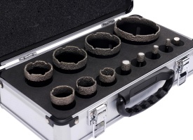 Set carote diamantate KraftDele KD11227, 12 piese, 6-68 mm, cu valiză și adaptor pentru găurire umedă în gresie și ceramică - Img 3