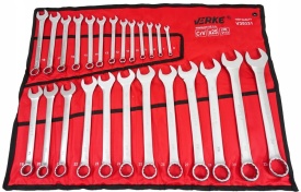 Set chei combinate fixe-inelare 6-32 mm din oțel crom-vanadiu, finisaj polisat, în husă rulabilă, MaxRom V35331 - Img 2