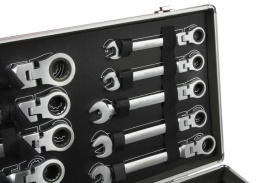 Set chei fixe-combinate cu clichet Mar-Pol 22 piese, 6-32 mm, chei îndoite din oțel CrV, în valiză - Img 8