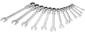 Set chei inelare cu clichet flexibile KraftDele KD11305 – 13 piese, 8-32mm, CrV, cotite 15°, valiză plastic - Img 6