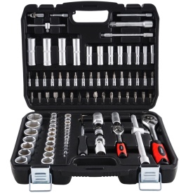 Set chei tubulare MaxRom 94 piese cu trusă de transport, clichet, prelungitoare și capete 1/4 și 1/2 pentru service auto și atelier - Img 2