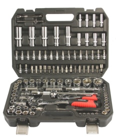 Set chei tubulare și biți Mar-Pol Professional 108 piese din oțel CrV, cu 2 clicheturi 1/2 și 1/4, în valiză - Img 7