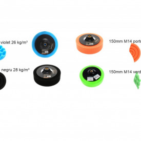 Set de 4 bureti pentru lustruit polisat 150mm M14 diferite granulatii profil special - Img 1