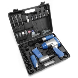 Set scule pneumatice Mar-Pol 32 piese cu cheie de impact, clichet, polizor drept și ciocan pneumatic, model M80553 - Img 3