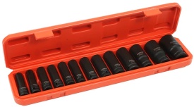 Set tubulare de impact lungi 1/2 inch, 13 piese, 10-32 mm, din oțel crom-vanadiu, cu valiză, MaxRom - Img 2