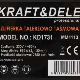 Șlefuitor de banc cu bandă și disc KraftDele KD1731, 550W, pentru lemn, materiale lemnoase și plastic - Img 7