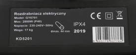 Tocător electric de crengi KraftDele KD5201, 2800 W, freză de tăiere, ramuri până la 44 mm - Img 5