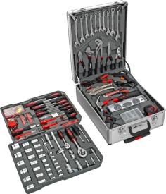 Trusă profesională de scule KraftDele KD314, 188 piese, în valiză din aluminiu cu roți, pentru atelier, auto și întreținere - Img 4