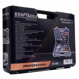 Trusă profesională de scule și chei KraftDele KD309, 122 piese, cu tubulare, biți, clești și valiză pentru atelier auto și uz tehnic - Img 11