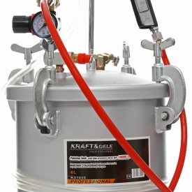 Agregat de vopsire pneumatic 8L KraftDele KD1653 cu rezervor din aluminiu, regulator de presiune și manometru