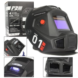Cască de sudură automată Mar-Pol F2 Quick Glass M79390 cu filtru autoîntunecare, 4 senzori, lampă și ventilator