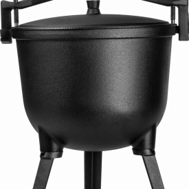 Ceaun din fontă 10L KraftDele KD4187, ceaun cu capac și picioare detașabile pentru gătit la foc deschis - Img 4