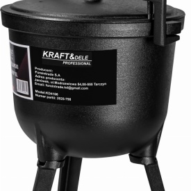 Ceaun din fontă 8L KraftDele KD4186 cu capac și picioare detașabile, pentru gătit la foc deschis și preparate tradiționale - Img 4