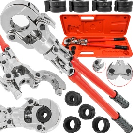 Cleste hidraulic manual pentru sertizare tevi PEX tip U 16-32 mm, cap rotativ 360°, manere telescopice, MaxRom
