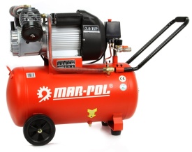 Compresor de aer Mar-Pol M88410, 50L, 3 CP, 2 pistoane, 8 bar, cu roți și manometre pentru garaj, atelier și gospodărie - Img 3