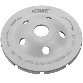 Disc diamantat tip cupă segmentat VERKE 125 mm pentru șlefuirea betonului, pietrei, cărămizii și suprafețelor minerale - Img 3