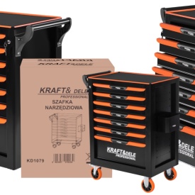 Dulap mobil pentru scule KraftDele KD1079 – cărucior atelier cu 7 sertare, blat metalic și raft lateral - Img 2