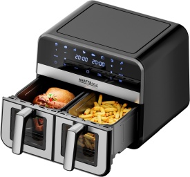 Friteuză cu aer cald KraftDele KD4179, 9L, 2500W, cu 2 compartimente de 4,5L, panou LCD și funcție SYNC - Img 2
