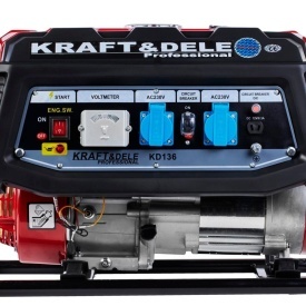 Generator electric monofazat pe benzină KraftDele KD136, 3000W, 230V + 12V, rezervor 15L, voltmetru - Img 5