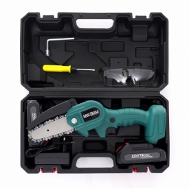 Mini drujbă cu lanț cu acumulator KraftDele KD10622, 21V, lamă 4 inch, cu 2 baterii și valiză pentru grădină și tăieri ușoare - Img 11