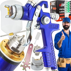Pistol de vopsit pneumatic HVLP VERKE H-827P, duză 1,4 mm, rezervor superior 600 ml, pentru lucrări de vopsire precise