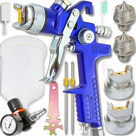Pistol de vopsit pneumatic HVLP VERKE PREMIUM LINE cu 2 duze 1,4 mm și 1,7 mm, rezervor 600 ml