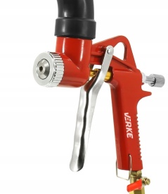 Pistol pneumatic pentru tencuit și zugrăvit VERKE 5L cu cot unghiular, duze 4/6/8 mm și alimentare gravitațională - Img 7