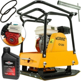 Placă compactoare unidirecțională VERKE C120HC, motor 6,5 CP, 98 kg, cu roți transport și talpă din cauciuc - Img 11