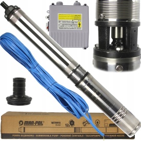 Pompa submersibilă de adâncime Mar-Pol 4QJD M79915, 0,9 kW, cu control box, cablu 35 m, 84 m înălțime de pompare