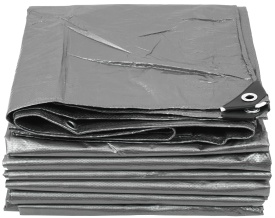 Prelată de protecție MaxRom 8 x 10 m, PE 120 g/mp, cu colțuri întărite și capse la 1 m pentru acoperire exterioară și interioară - Img 2