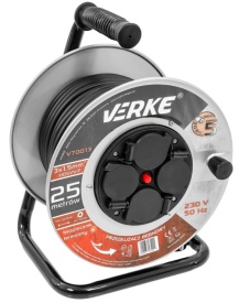Prelungitor electric pe tambur metalic 25 m, 4 prize, cablu cupru 3x1,5 mm², protecție termică, MaxRom V70013 - Img 11