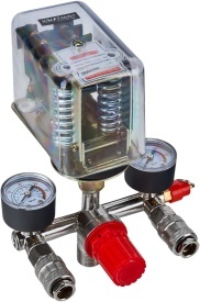 Presostat trifazat pentru compresor KraftDele KD2169 cu triplă conexiune, 2 manometre și 2 cuple rapide - Img 2