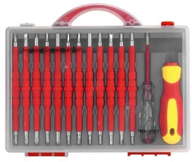 Set 14 șurubelnițe izolate KraftDele KD5971, pentru instalații electrice până la 1000V, cu organizator - Img 5
