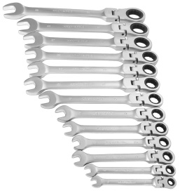 Set chei inelare cu clichet flexibile KraftDele KD11305 – 13 piese, 8-32mm, CrV, cotite 15°, valiză plastic - Img 5