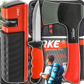 Set de supraviețuire 4 piese MaxRom cu topor, cuțit universal, ascuțitoare și husă pentru camping, drumeții și activități outdoor - Img 8
