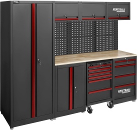 Set mobilier atelier profesional KraftDele KD5860 – banc de lucru cu dulapuri, panou perforat și sertare, 260 cm - Img 4