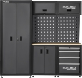 Set mobilier atelier profesional KraftDele KD5862 – dulapuri, sertare, panou perforat și banc de lucru