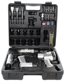 Set profesional de scule pneumatice KraftDele KD1421, 34 piese, cu pistol de impact, ciocan pneumatic, șurubelniță și polizor - Img 1