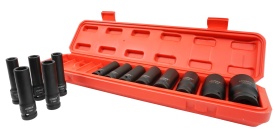 Set tubulare de impact lungi 1/2 inch, 13 piese, 10-32 mm, din oțel crom-vanadiu, cu valiză, MaxRom - Img 9
