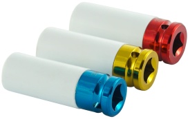 Set tubulare de impact pentru jante din aluminiu VERKE, 3 piese 17/19/21 mm, 1/2 inch, protecție pentru jantă - Img 4