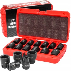Set tubulare de impact scurte 1/2 inch, 13 piese, 10-24 mm, oțel CR-MO, în valiză, MaxRom VERKE Premium Line - Img 8