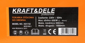 Strung de banc pentru lemn Kraft&Dele KD1732 – Putere 650W, Lungime maximă 1000mm, 4 trepte de viteză, Construcție stabilă - Img 12
