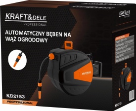 Tambur automat furtun grădină 30m + 2m KraftDele KD2153 – 1/2”, montaj perete, retragere automată - Img 11