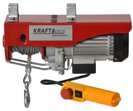 Troliu electric cu cablu KraftDele KD1524, capacitate 125/250 kg, ridicare 12 m, motor 550W pentru atelier și șantier