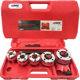 Trusă manuală de filetat țevi 3/8–1 1/4 inch, 5 piese, cu clichet și capete interschimbabile MaxRom - Img 2