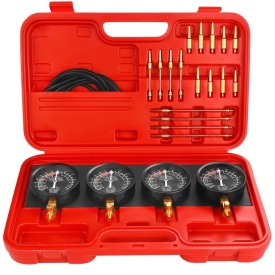 Vacuummetru pentru sincronizarea carburatoarelor KraftDele KD12537, set profesional cu 4 manometre și adaptoare