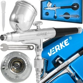 Aerograf de precizie VERKE AB-130, pistol pentru vopsire fină și retușuri, duză 0,3 mm, rezervor 7 ml