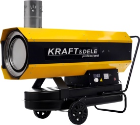 Aerotermă pe motorină KraftDele 65 kW cu termostat digital și evacuare fum, model KD11717